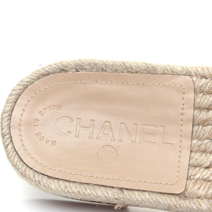 Chanel Metallic Tweed CC Espadrille Slip On Sandals 37 Beige Black 6 of 11