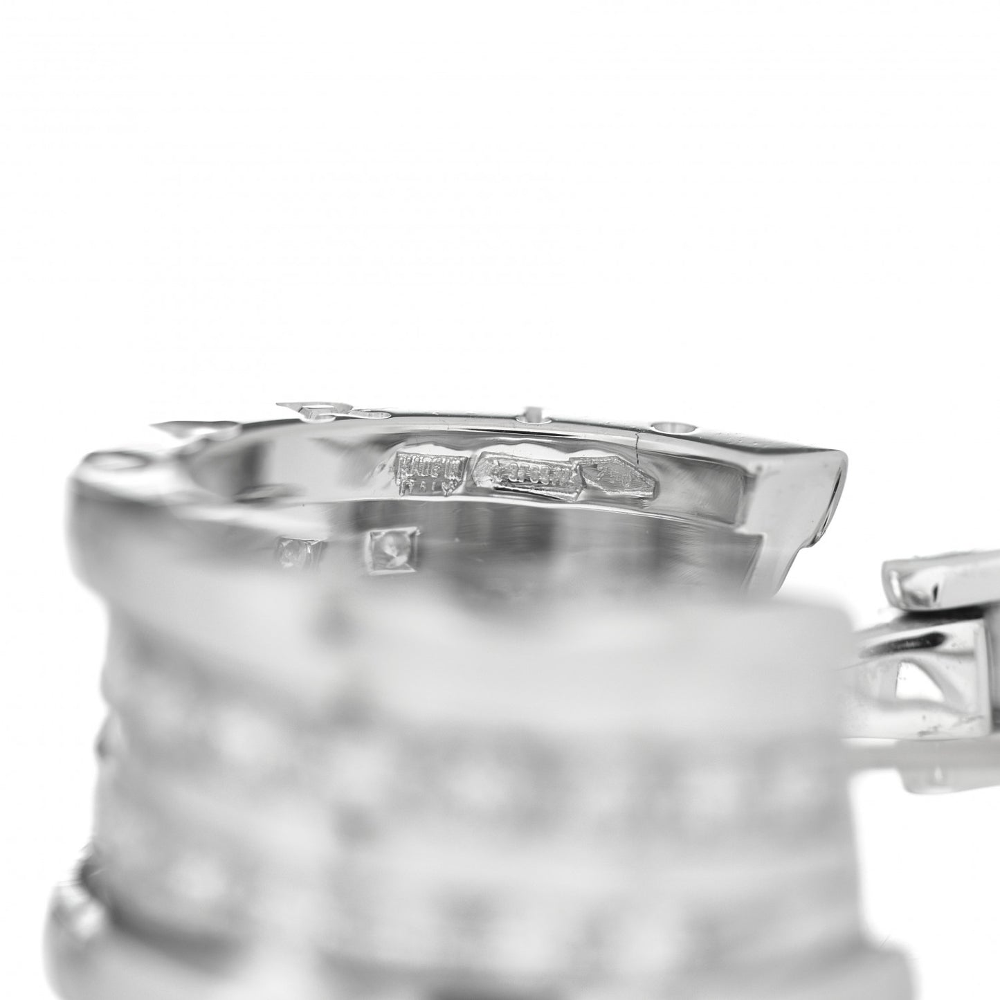 18K White Gold Diamond B.Zero1 Hoop Pave Earrings