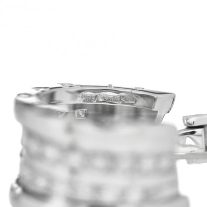 Bulgari 18K White Gold Diamond B.Zero1 Hoop Pave Earrings 4 of 5