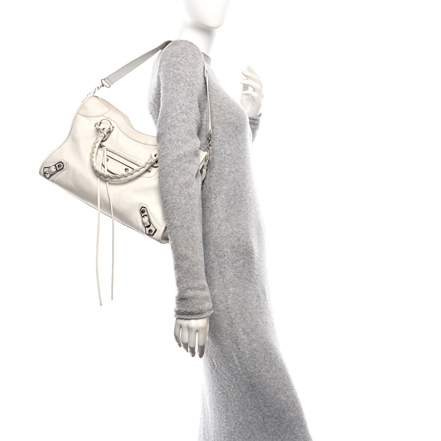 Chevre Silver Metallic Edge Hardware City White