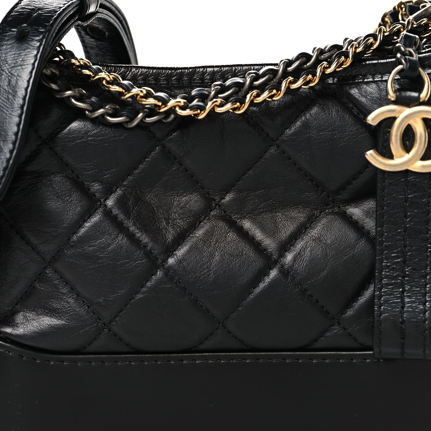 Chanel Aged Calfskin Quilted Small Gabrielle Hobo Black 8 of 10