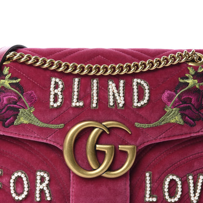 Gucci Velvet Matelasse Blind for Love Embroidered Medium GG Marmont Shoulder Bag Light Raspberry Rose Multicolor 10 of 10