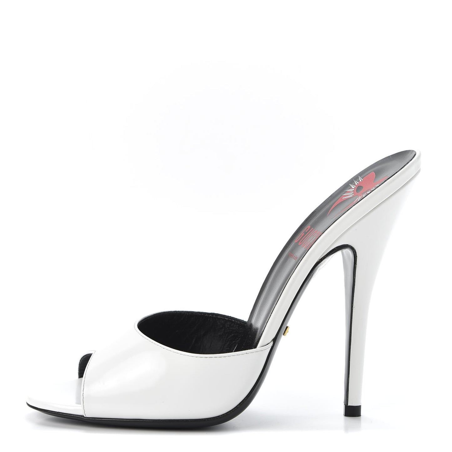 Polished Calfskin Scarlet High Heel Slide Sandals 40 Great White