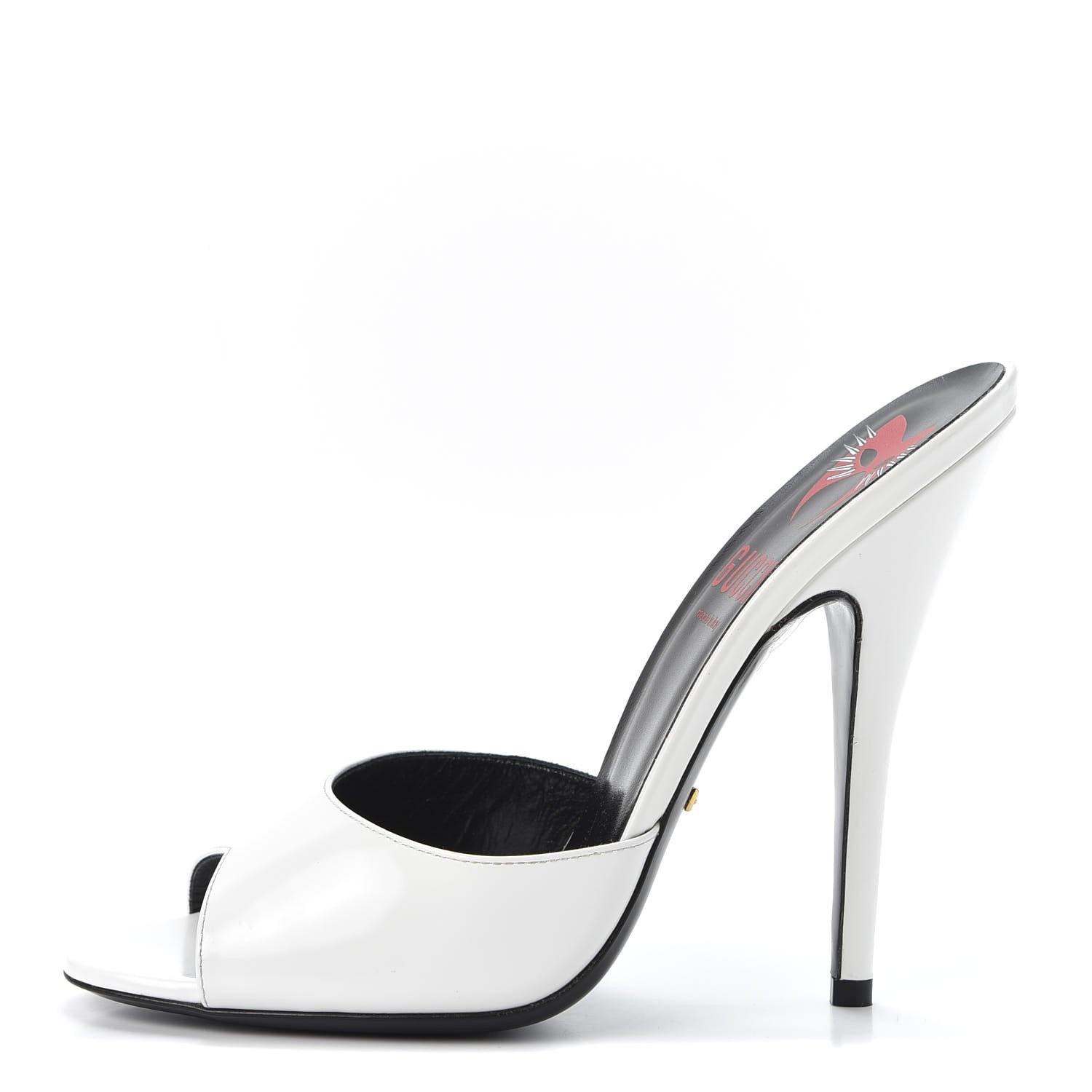 Gucci Polished Calfskin Scarlet High Heel Slide Sandals 40 Great White 1 of 11