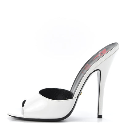Gucci Polished Calfskin Scarlet High Heel Slide Sandals 40 Great White 1 of 11