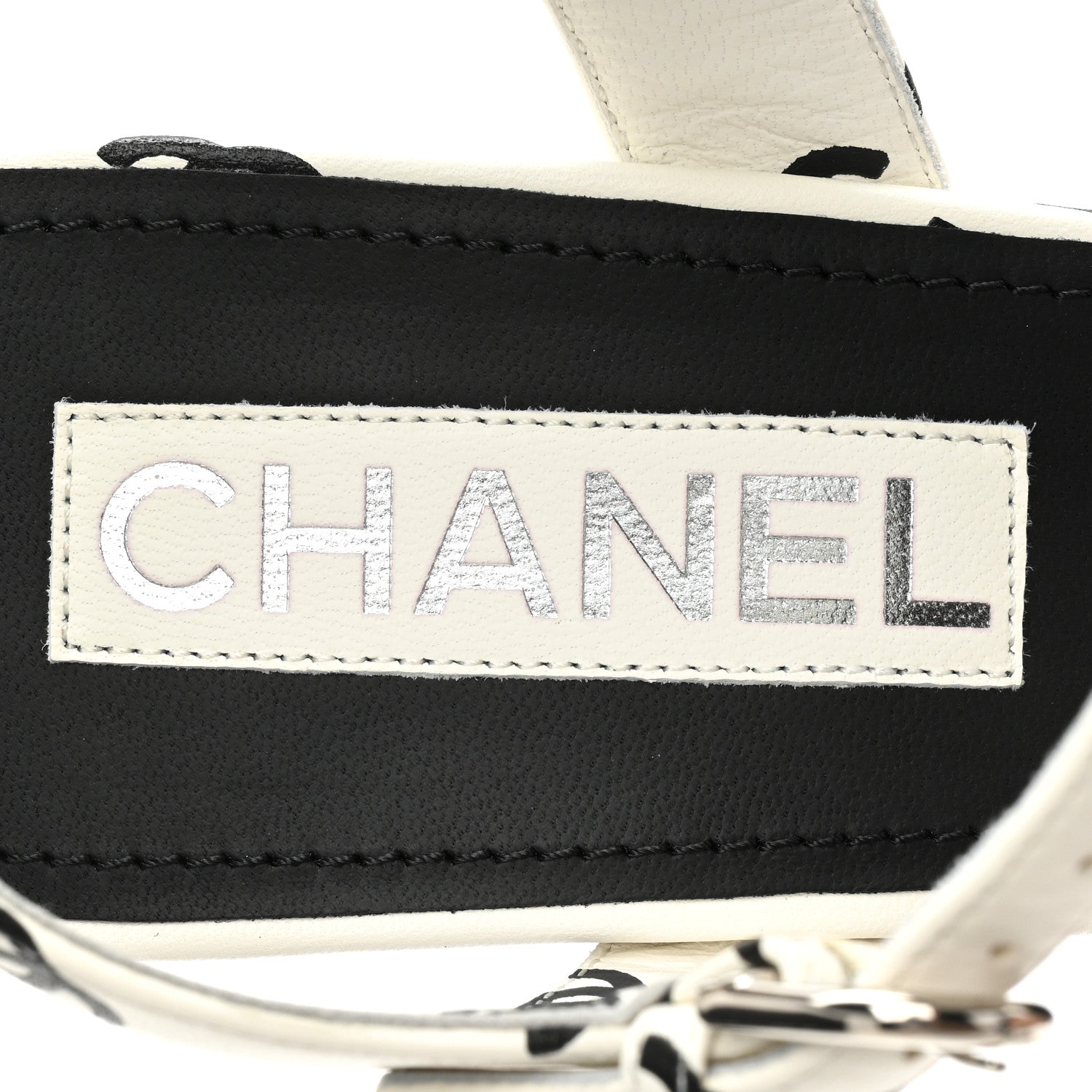 Chanel Printed Lambskin CC Platform Sandals 41 White Black 8 of 11