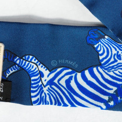 Hermes Silk Les Zebres Twilly Ardoise Bleu Roy Parme 4 of 6