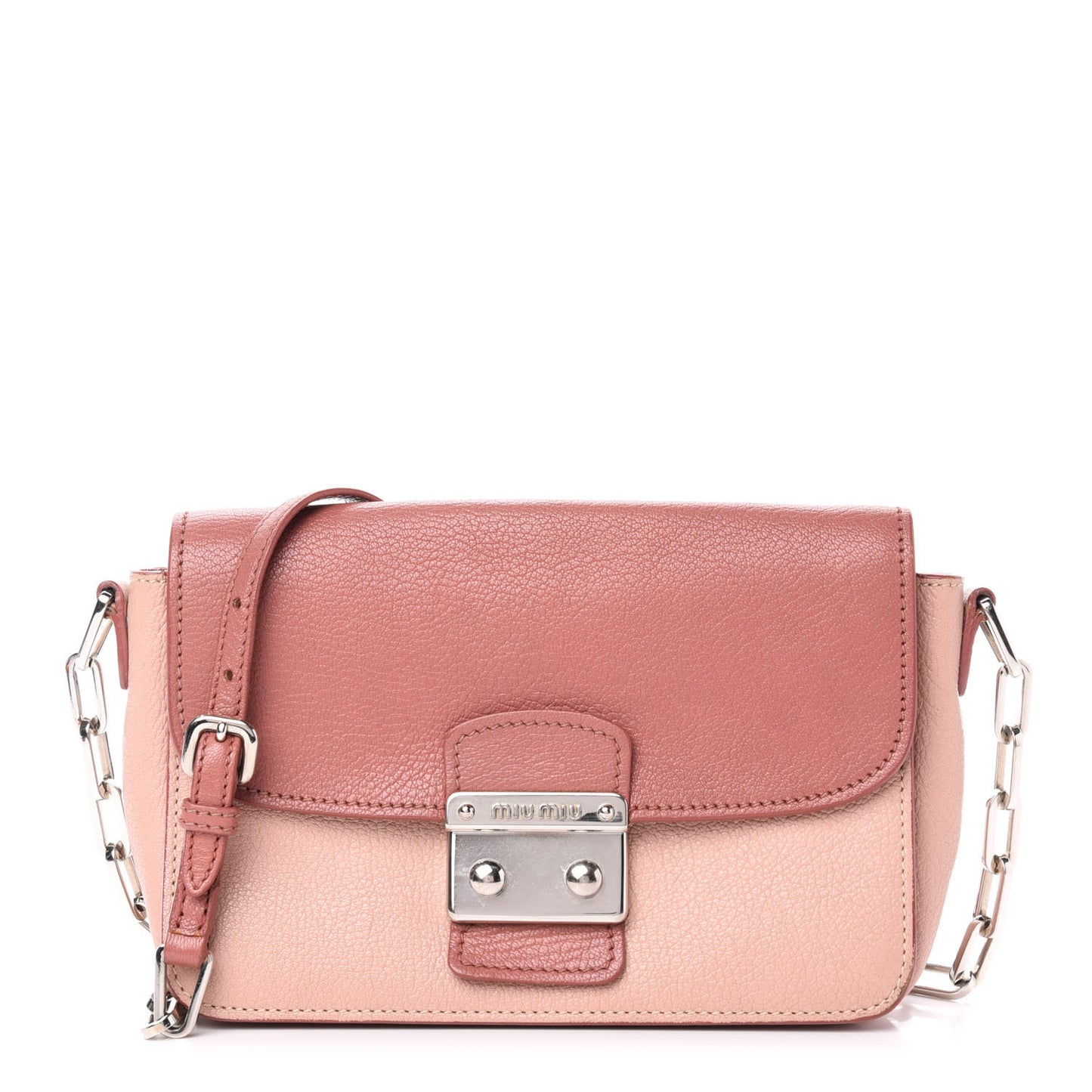 Goatskin Madras Chain Shoulder Bag Pink
