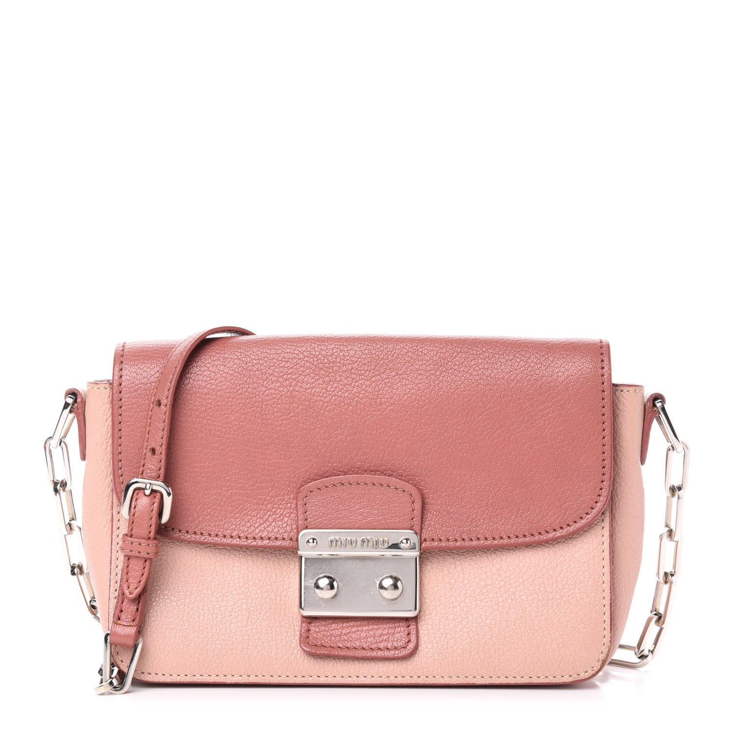 Miu Miu Goatskin Madras Chain Shoulder Bag Pink 1 of 14