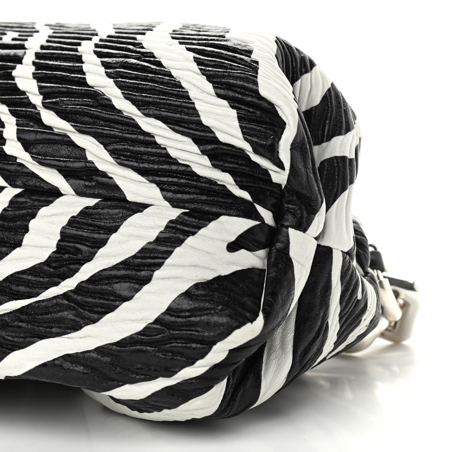 Nappa Zebra Print The Pouch Oversized Clutch White Black
