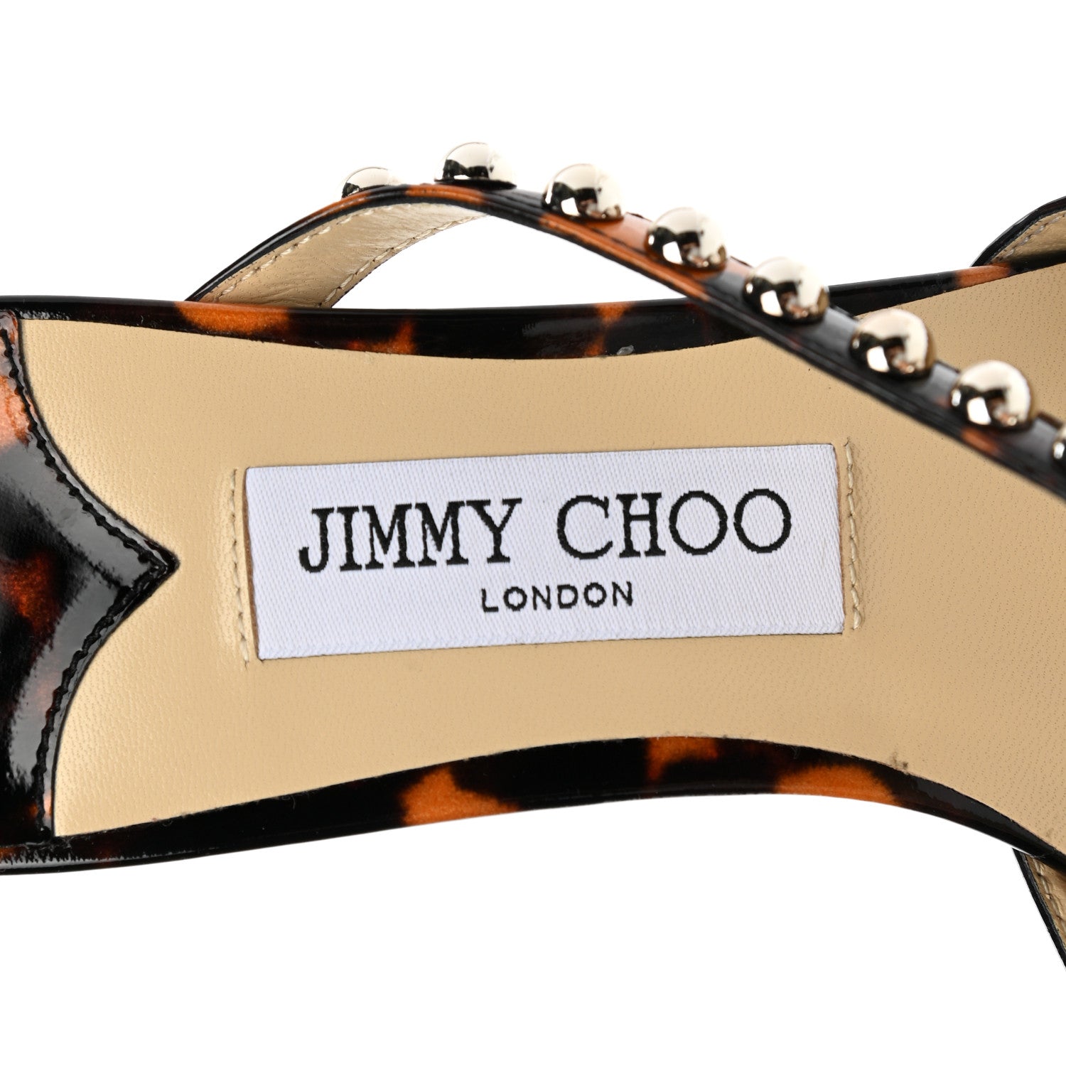 Jimmy Choo Patent Leopard Print Embellished Ros 35 Pumps 39 Cognac 7 of 8