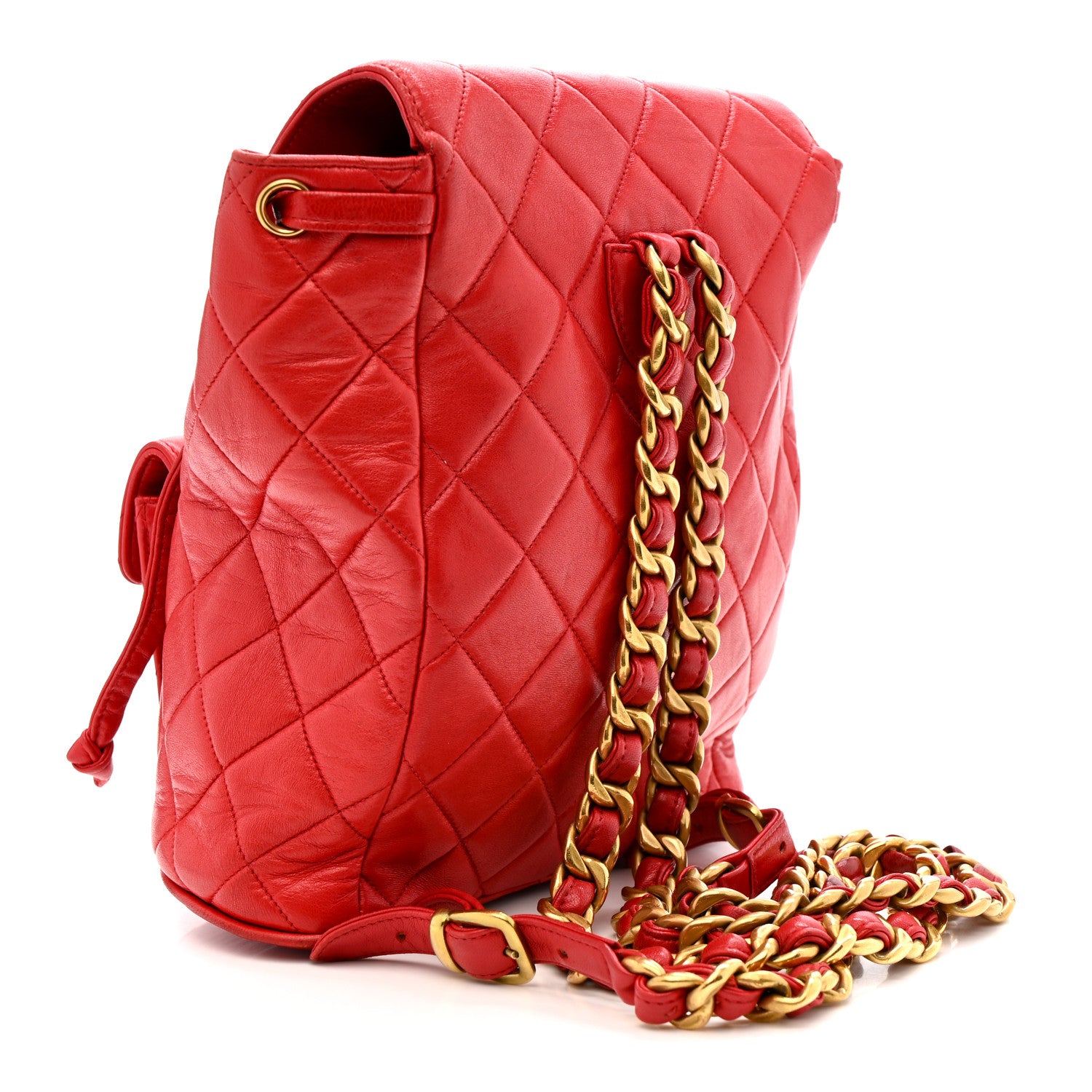 Chanel Lambskin Quilted Backpack Red 3 of 10