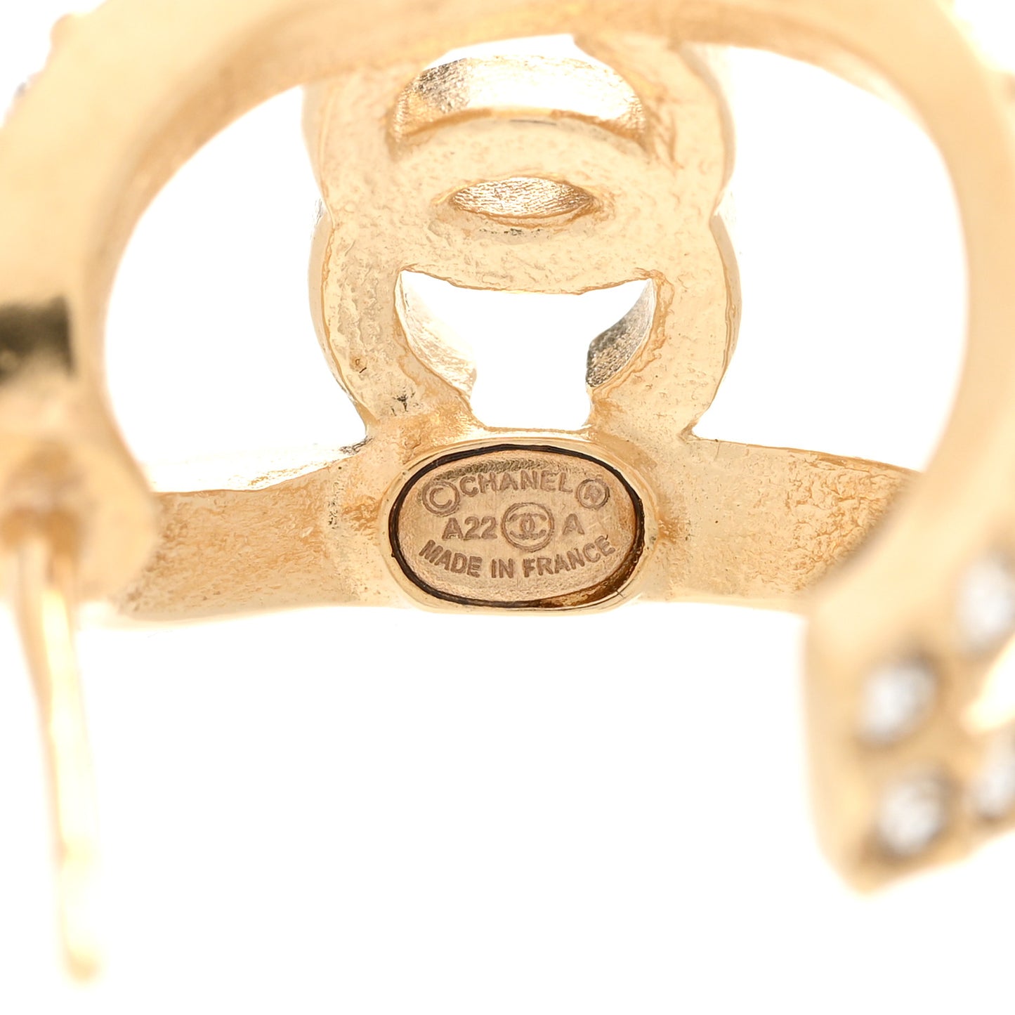 Crystal Strass CC Double Hoop Earrings Gold