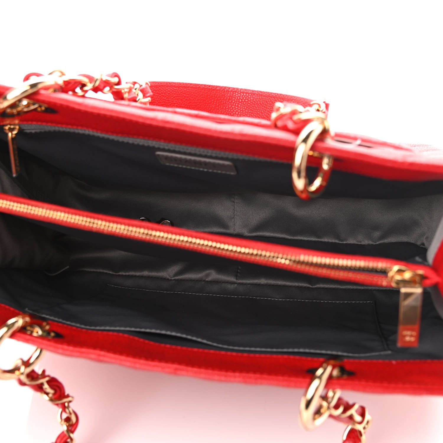 Chanel Caviar Quilted Grand Shopping Tote GST Red 4 of 10
