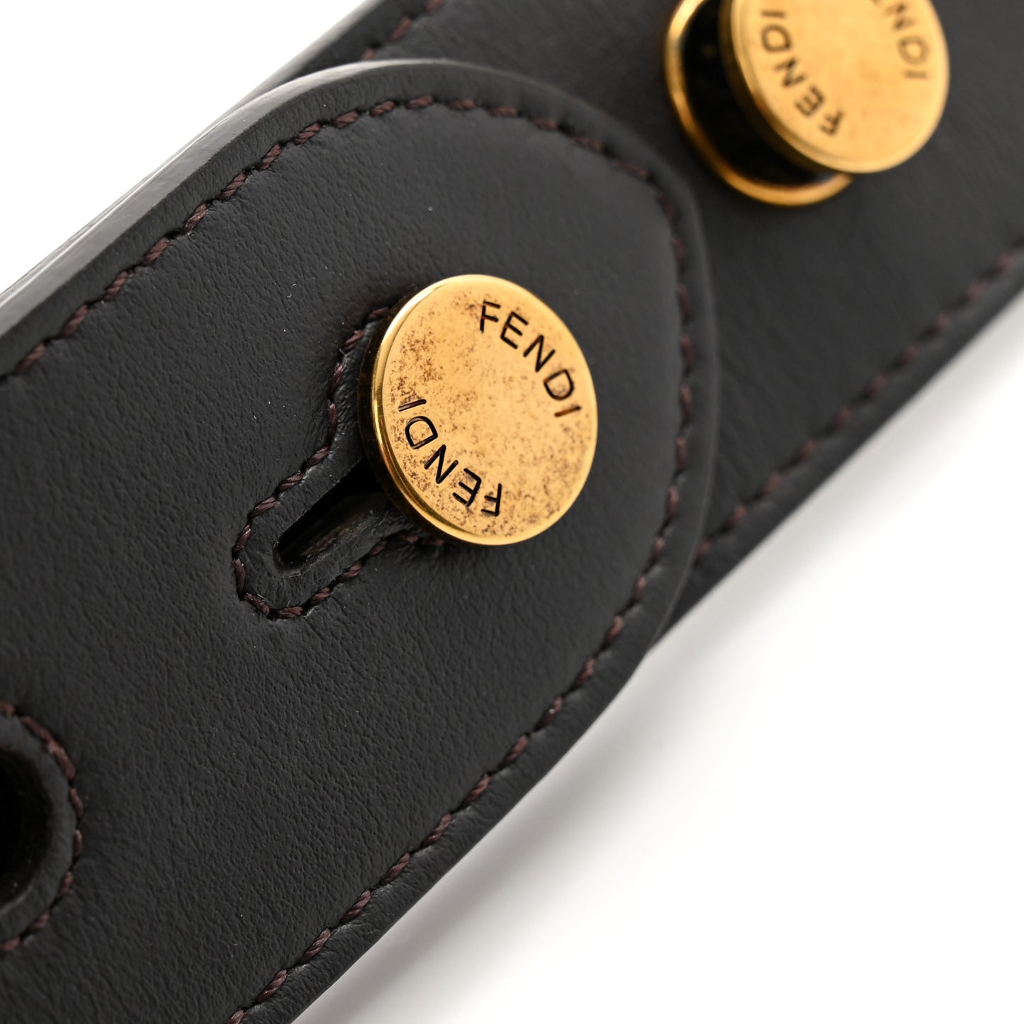 Ribbon Vitello Century FF 1974 Flat Studded Strap You Fango Marrone Ebano