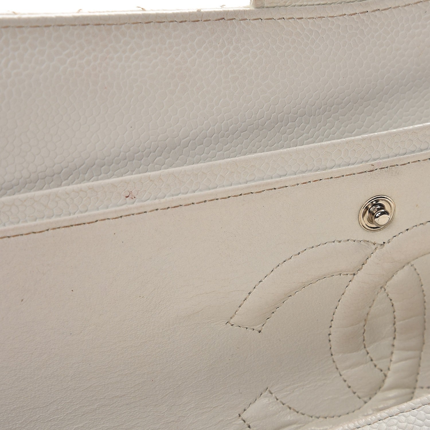 Chanel Caviar Quilted Medium Double Flap White 10 of 18