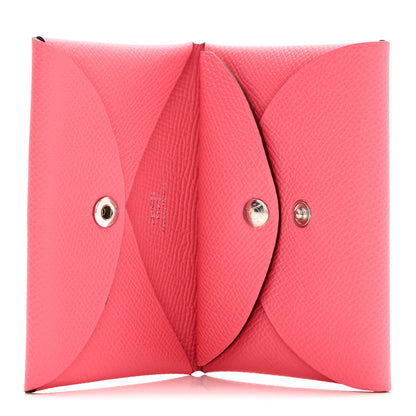 Hermes Epsom Calvi Duo Card Case Rose Azalee 5 of 8