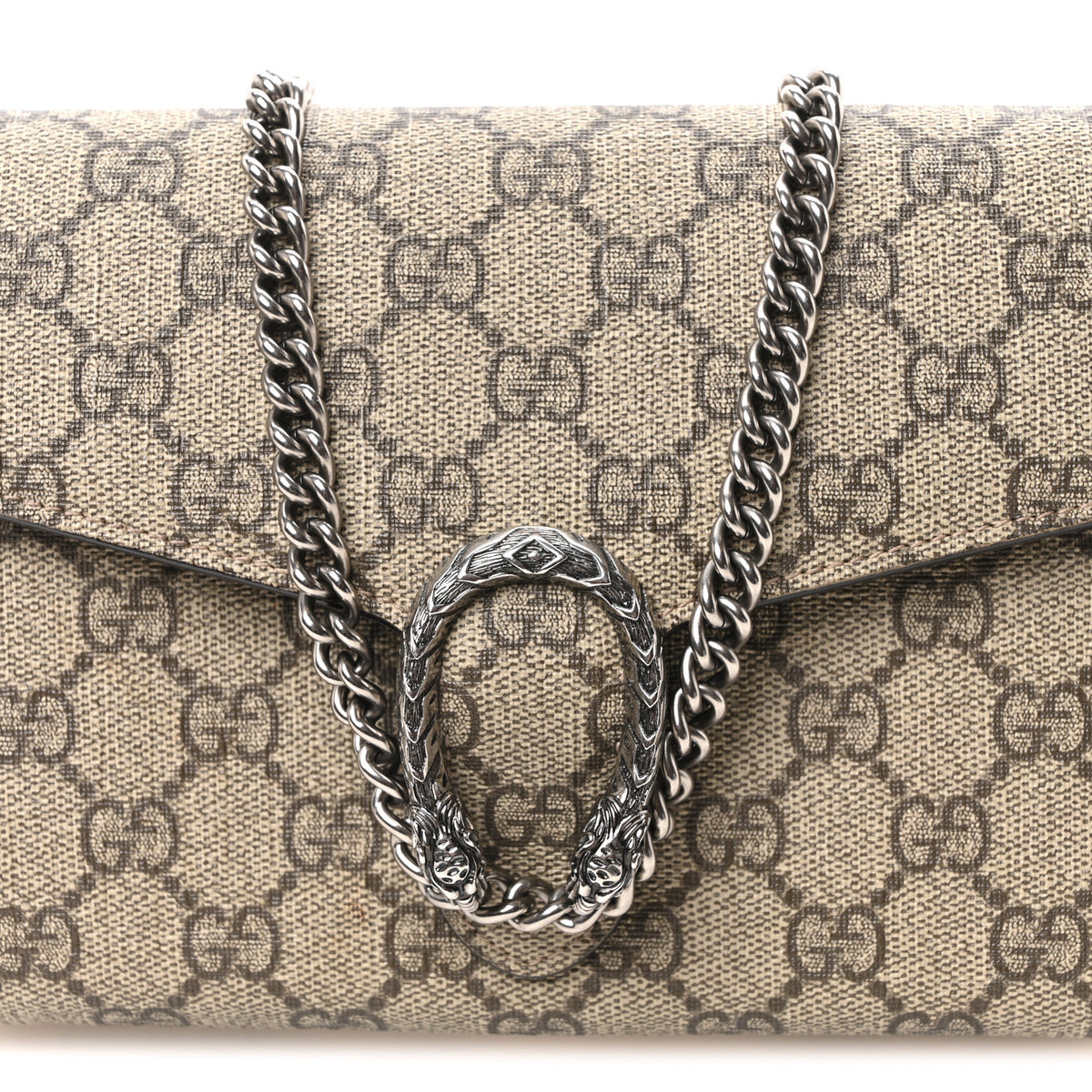 GG Supreme Monogram Mini Dionysus Chain Wallet Beige Taupe