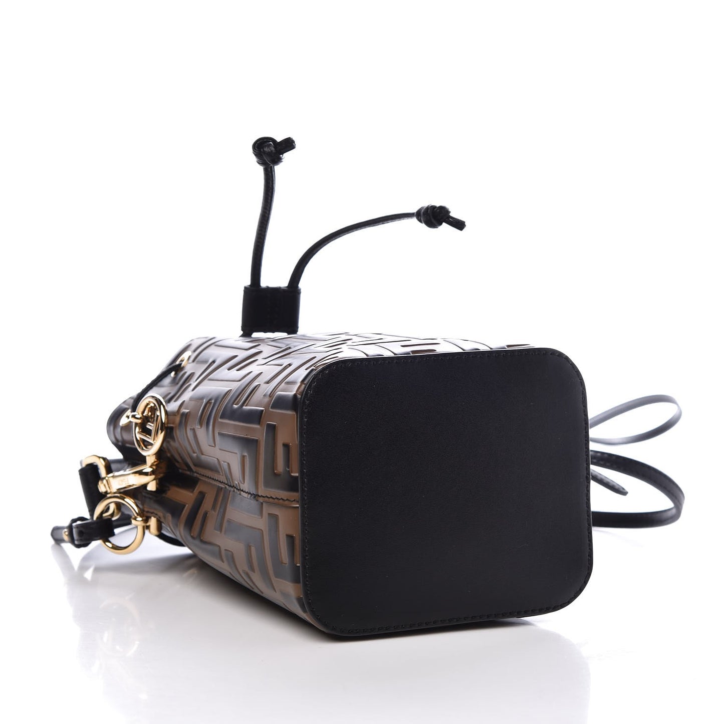Vitello Liberty F is Fendi Bi-Color FF 1974 Embossed Mini Mon Tresor Bucket Bag Maya Black