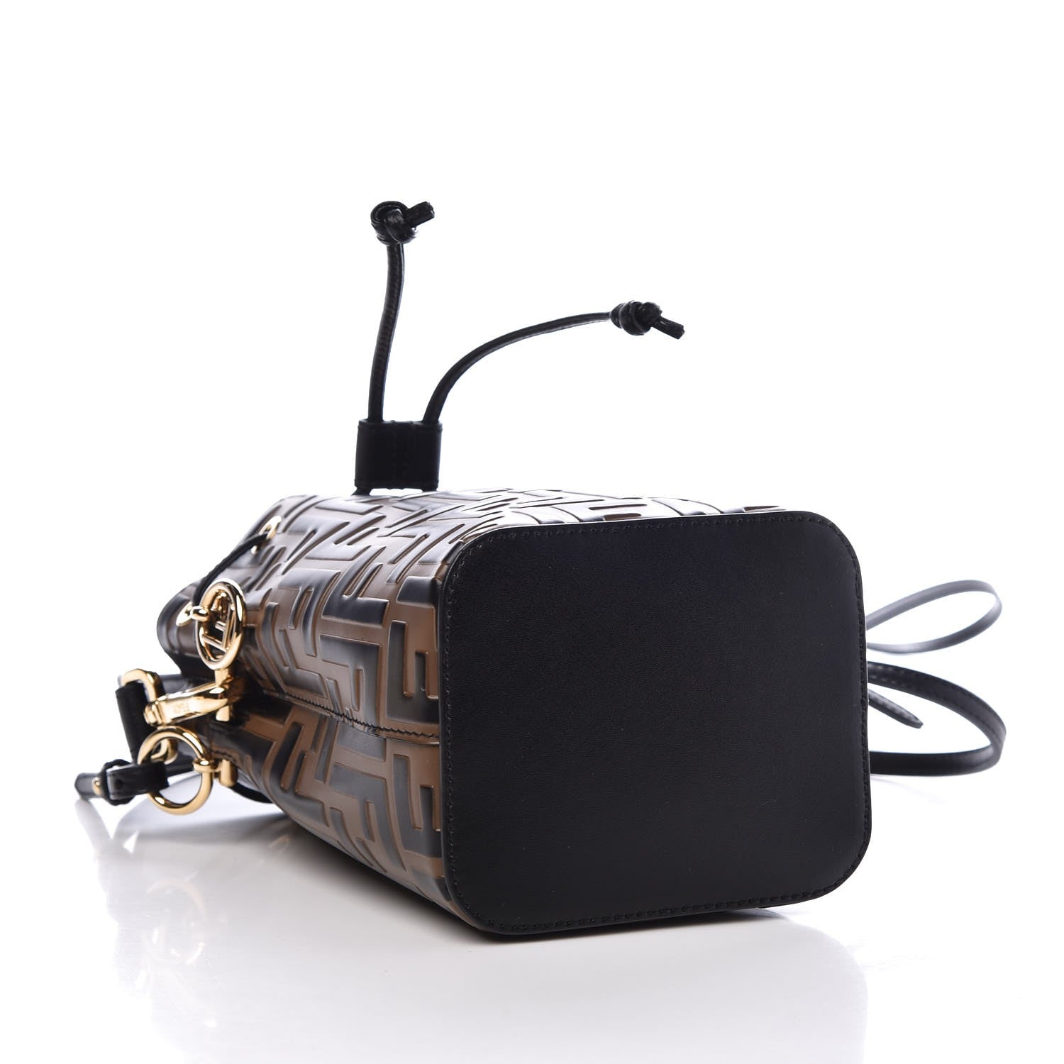 Fendi Vitello Liberty F is Fendi Bi-Color FF 1974 Embossed Mini Mon Tresor Bucket Bag Maya Black 4 of 7