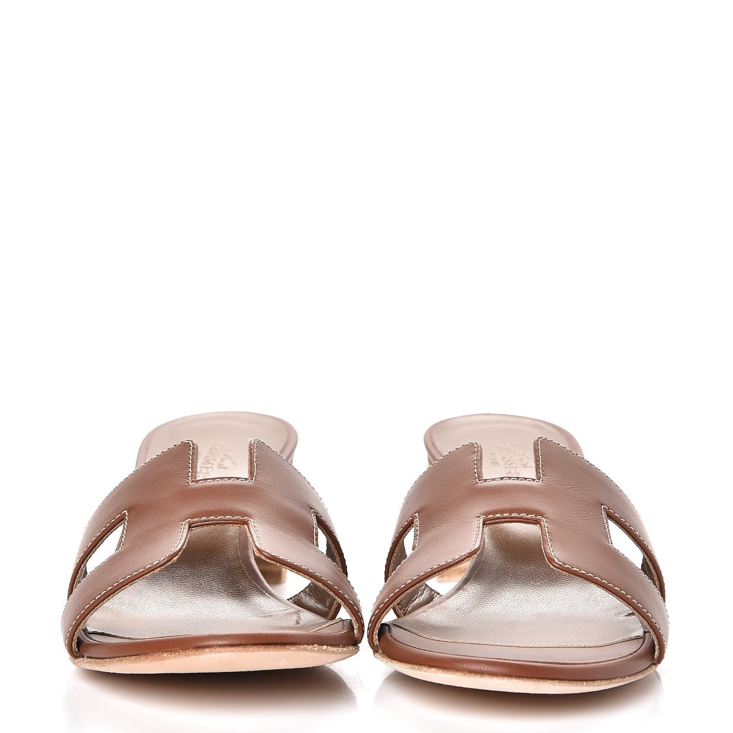 Hermes Calfskin Oasis Sandals 37 Gold 2 of 9