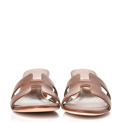Hermes Calfskin Oasis Sandals 37 Gold 2 of 9