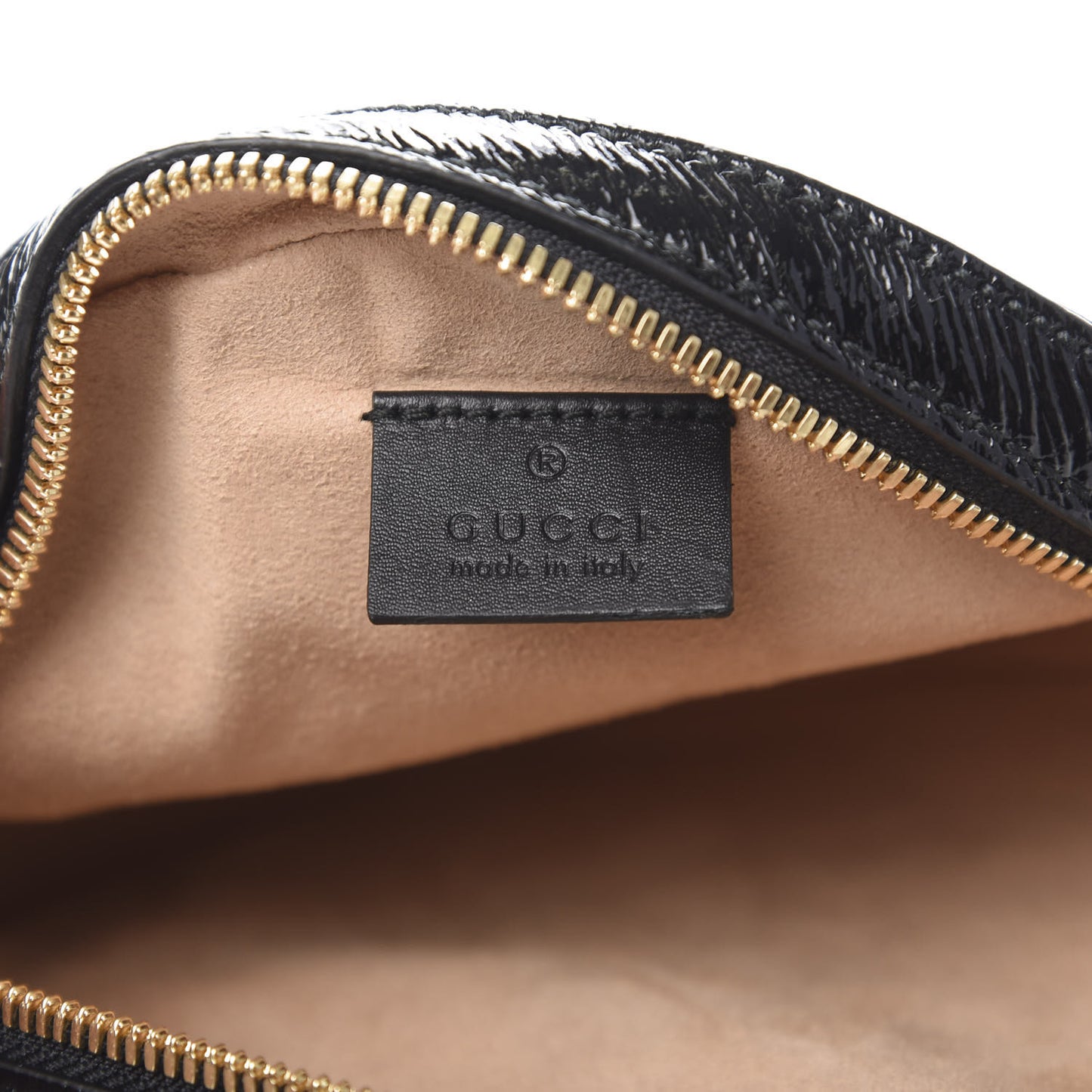 Suede Patent Web Mini Ophidia Round Shoulder Bag Black