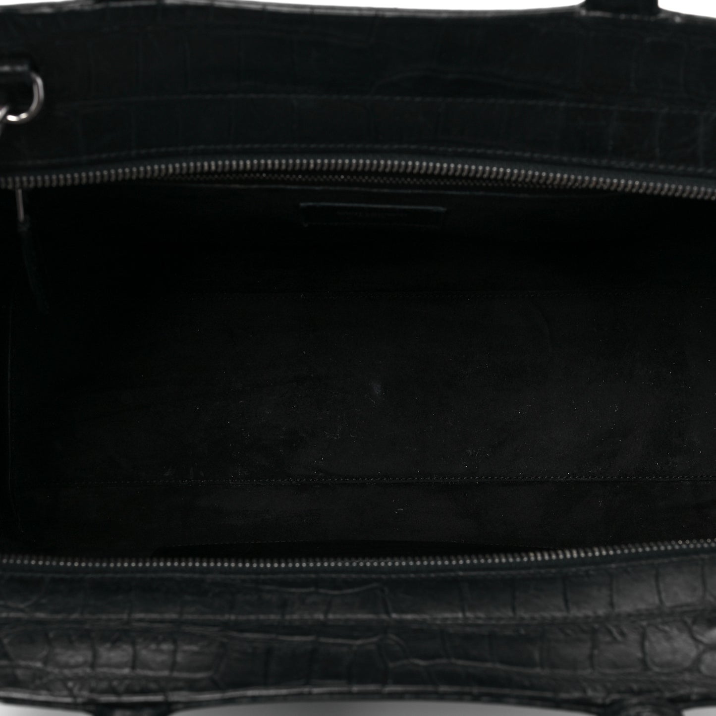 Calfskin Crocodile Embossed Medium Cabas Rive Gauche Black