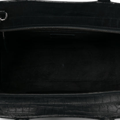 Saint Laurent Calfskin Crocodile Embossed Medium Cabas Rive Gauche Black 5 of 9