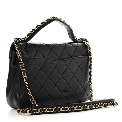 Chanel Lambskin Quilted Chain Infinity Top Handle Flap Black 3 of 12