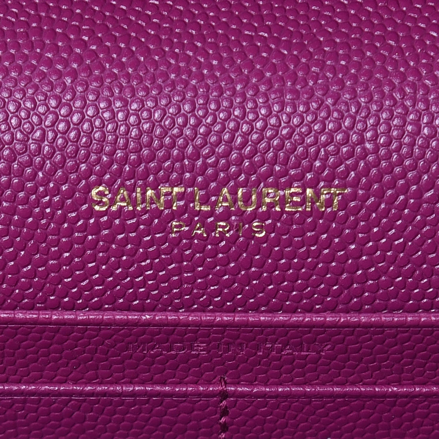 Saint Laurent Grain De Poudre Matelasse Chevron Monogram Chain Wallet Dark Grape 8 of 9