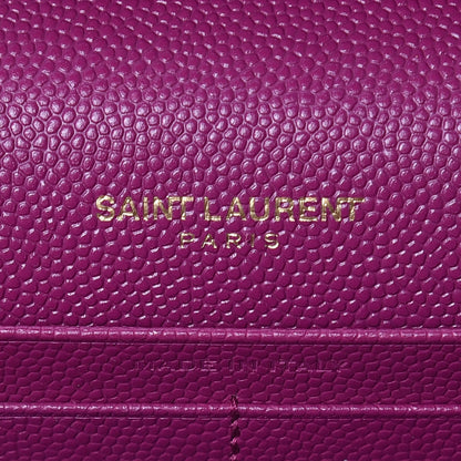Saint Laurent Grain De Poudre Matelasse Chevron Monogram Chain Wallet Dark Grape 8 of 9