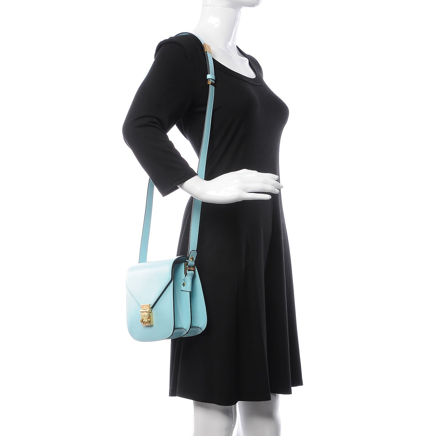 MCM Calfskin Patricia Crossbody Bag Liquid Blue 2 of 10