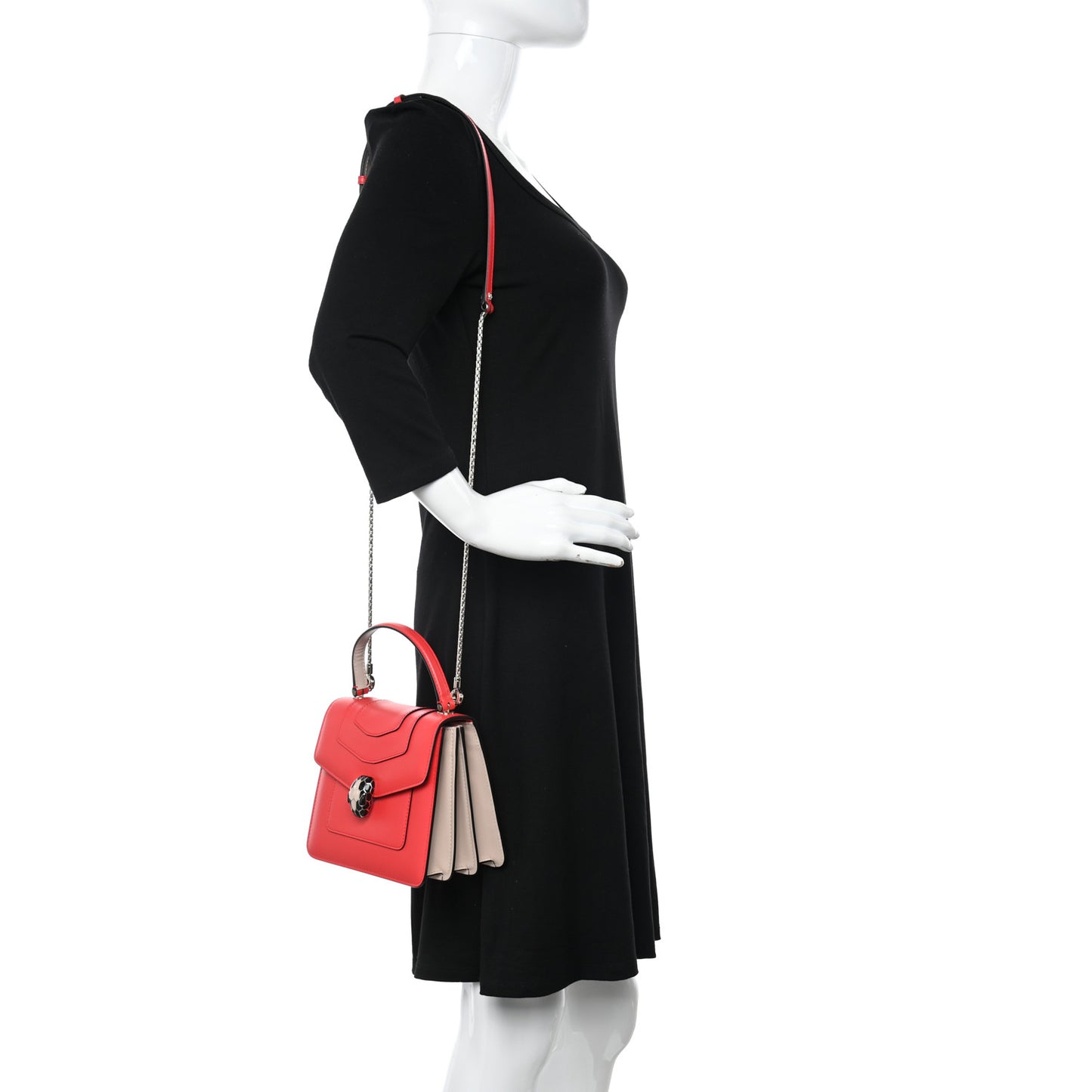 Calfskin Serpenti Forever Top Handle Red Milky Opal