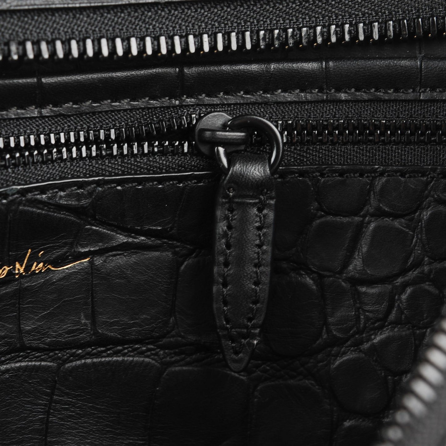 3.1 Crocodile Embossed Large Ryder Satchel Black