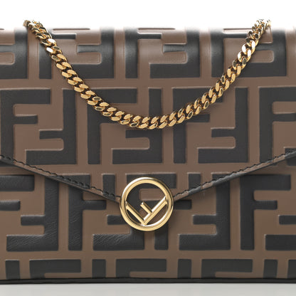 Fendi Vitello Soft F is Fendi Bi-Color FF 1974 Embossed Envelope Wallet On Chain with Pouches Maya Black 10 of 13