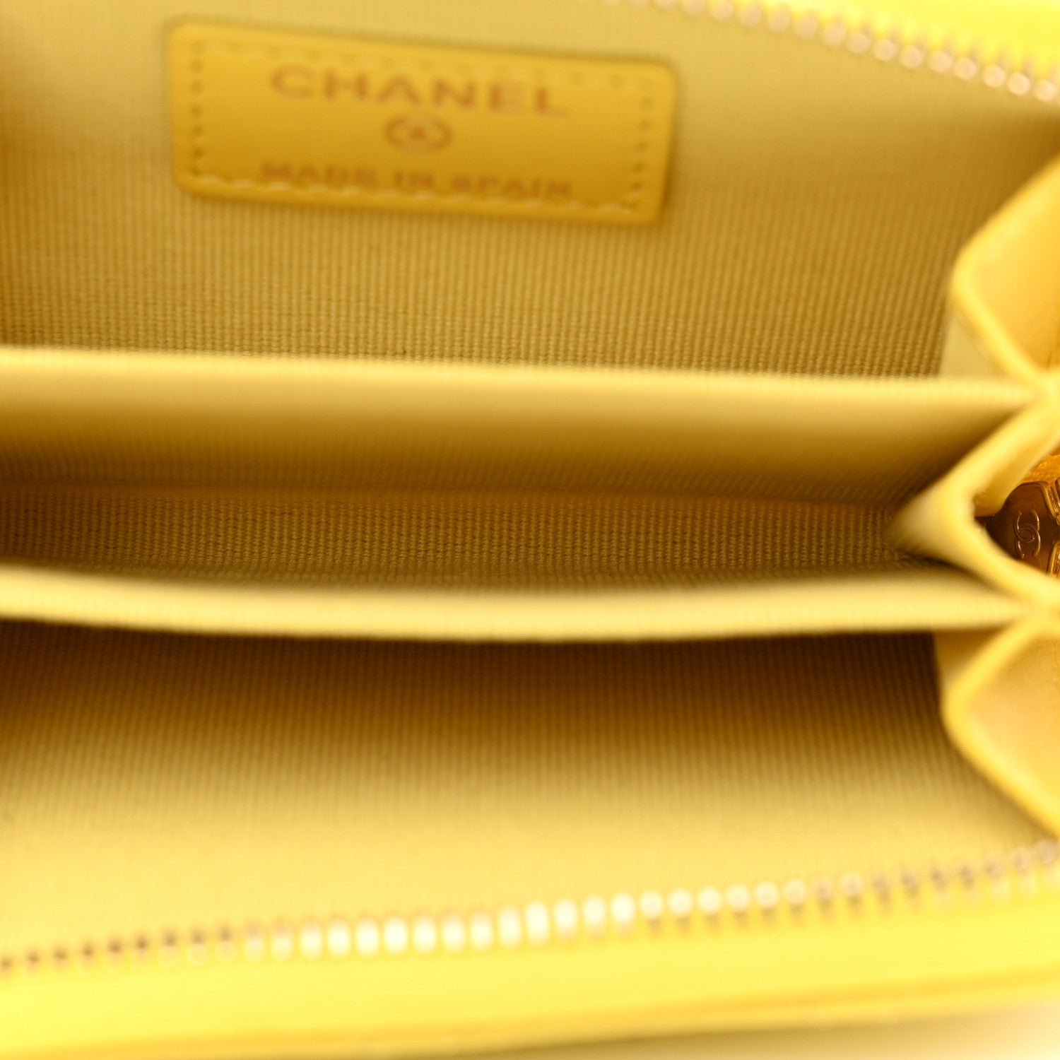 Chanel Caviar Quilted Zip Coin Purse Yellow 4 of 6