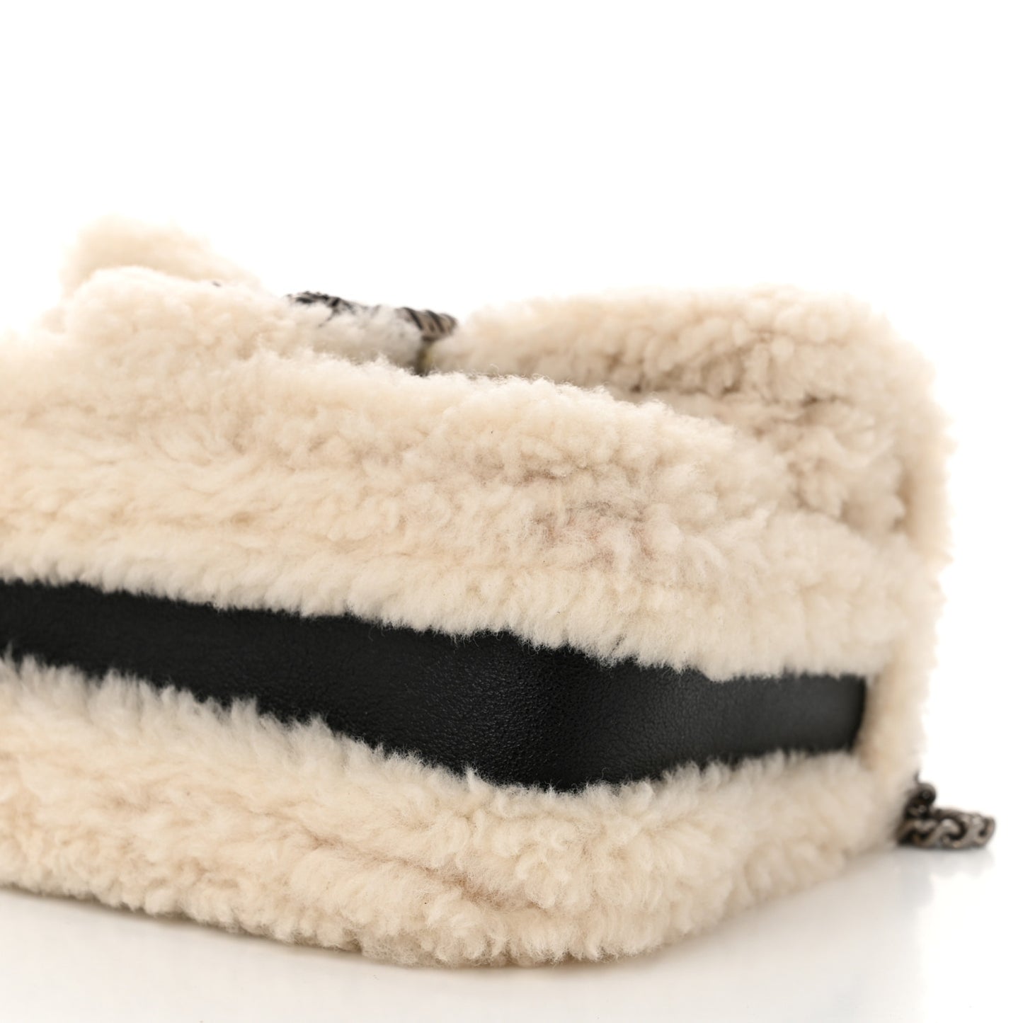 Sakai Be Green Calfskin Shearling Dionysus Top Handle Bag Black