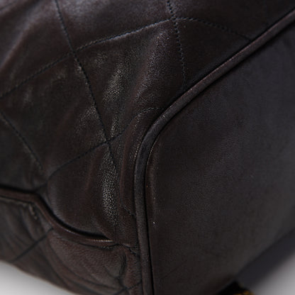 Chanel Lambskin Quilted Tassel Drawstring Backpack Dark Bown 8 of 17