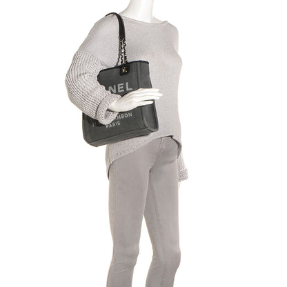 Chanel Canvas Deauville Small Tote Dark Grey 2 of 7