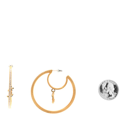 Chanel Baguette Crystal CC Drop Hoop Earrings Gold 2 of 5
