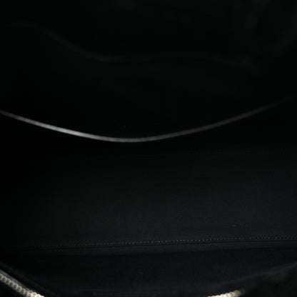 Saint Laurent Shiny Calfskin Crocodile Embossed Small Manhattan Shopper Tote Black 5 of 10