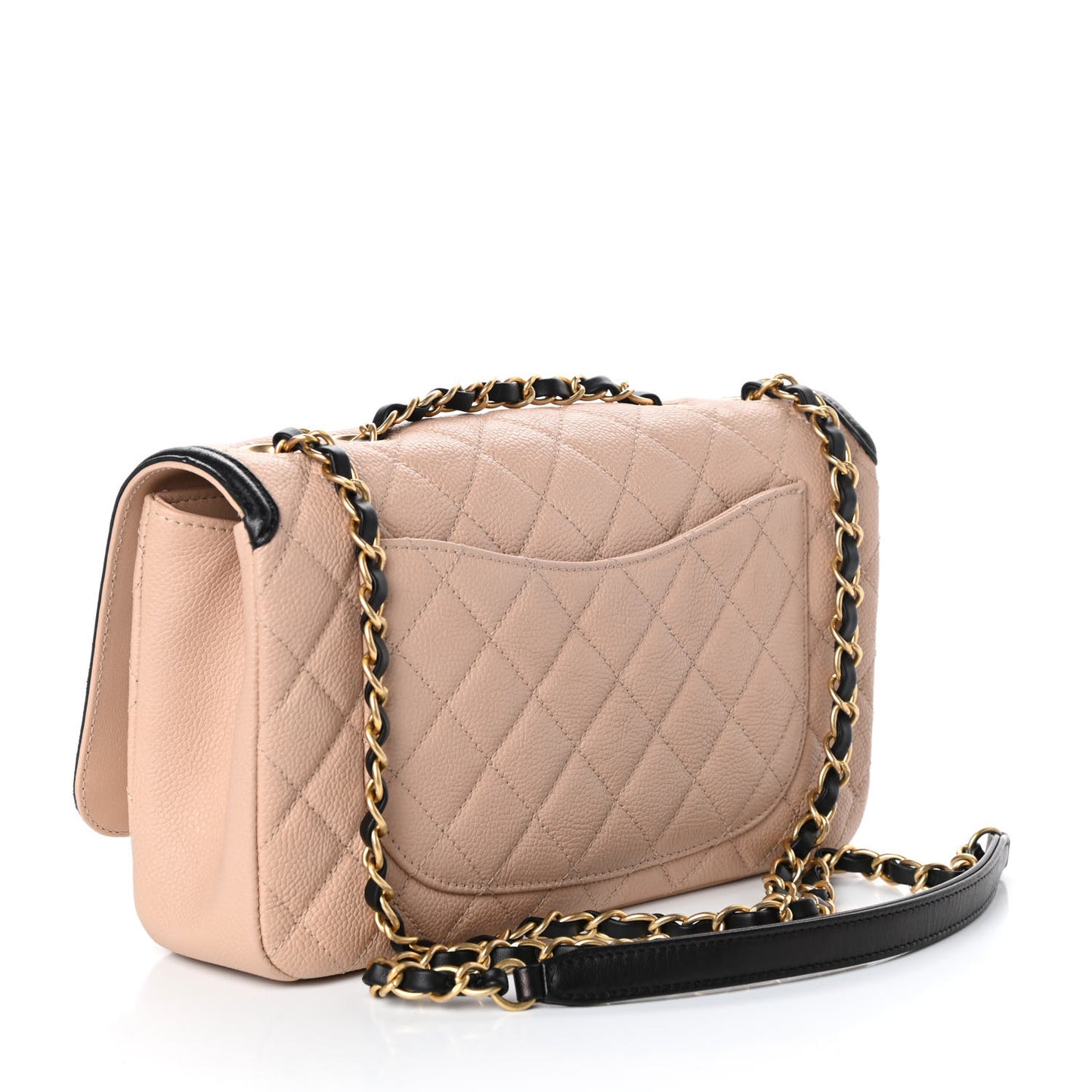 Caviar Quilted Medium CC Filigree Flap Beige Black