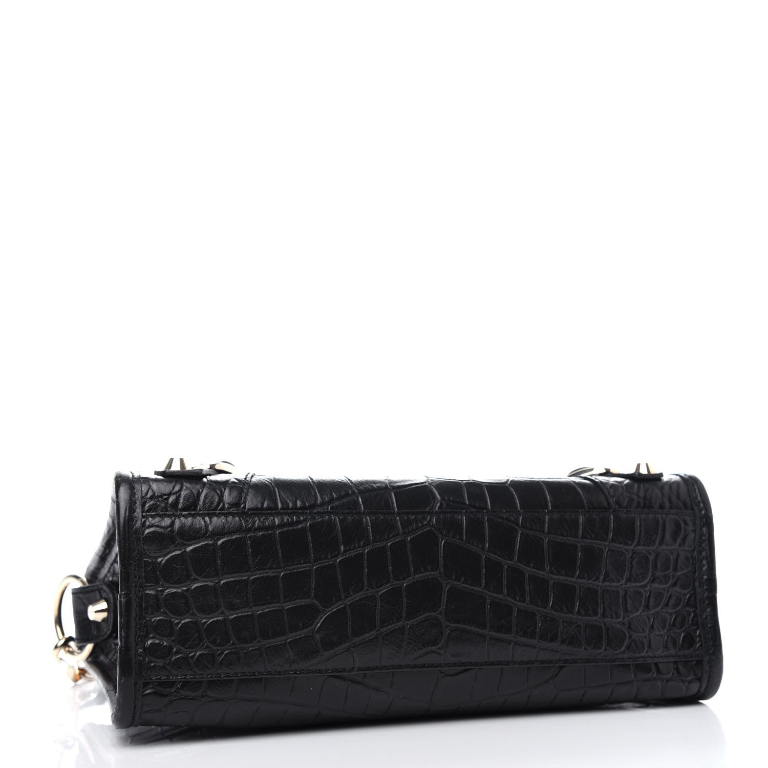 Balenciaga Calfskin Crocodile Embossed Classic SIlver Hardware Mini City Black 5 of 10