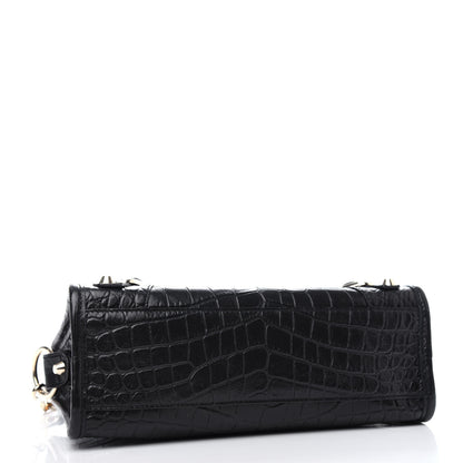 Balenciaga Calfskin Crocodile Embossed Classic SIlver Hardware Mini City Black 5 of 10
