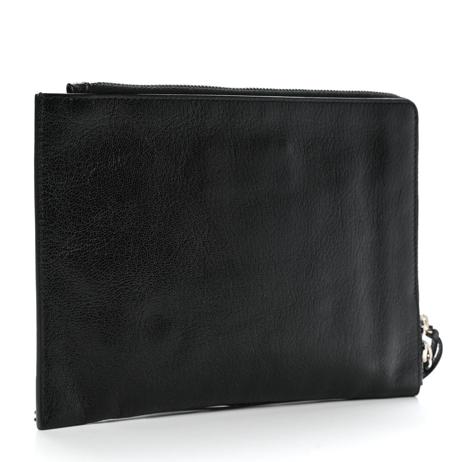 Balenciaga Chevre Silver Metallic Edge Hardware Pouch Black 3 of 7