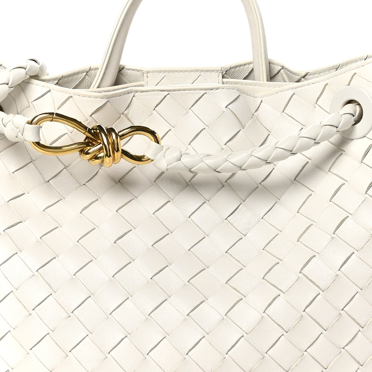 Nappa Intrecciato Medium Andiamo Shoulder Bag White