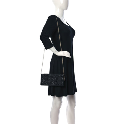 Christian Dior Lambskin Cannage Lady Dior Convertible Clutch Black 3 of 14