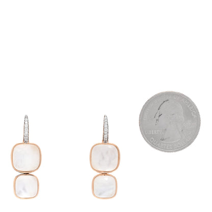 Pomellato 18K Rose Gold Diamond White Topaz Mother of Pearl Nudo Pendant Earrings 2 of 4