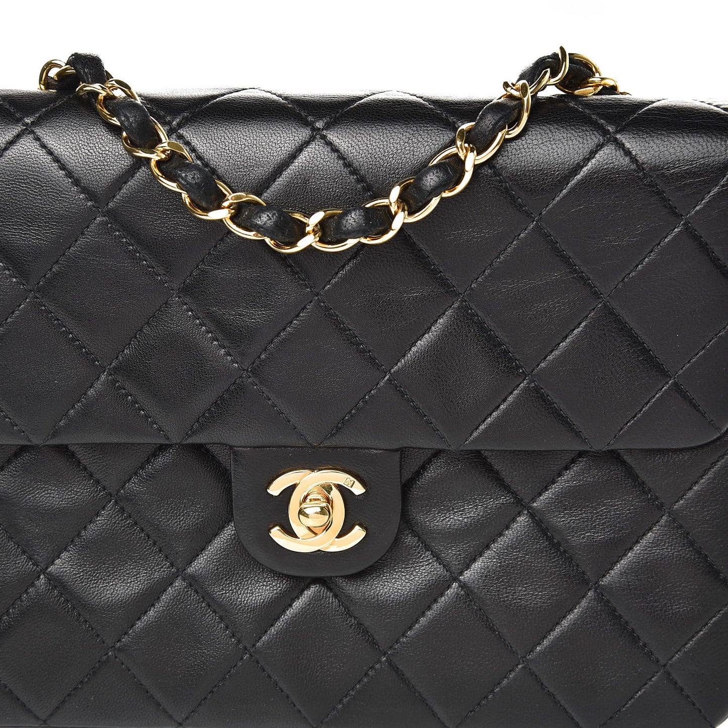 Lambskin Quilted Mini Square Flap Bag Black